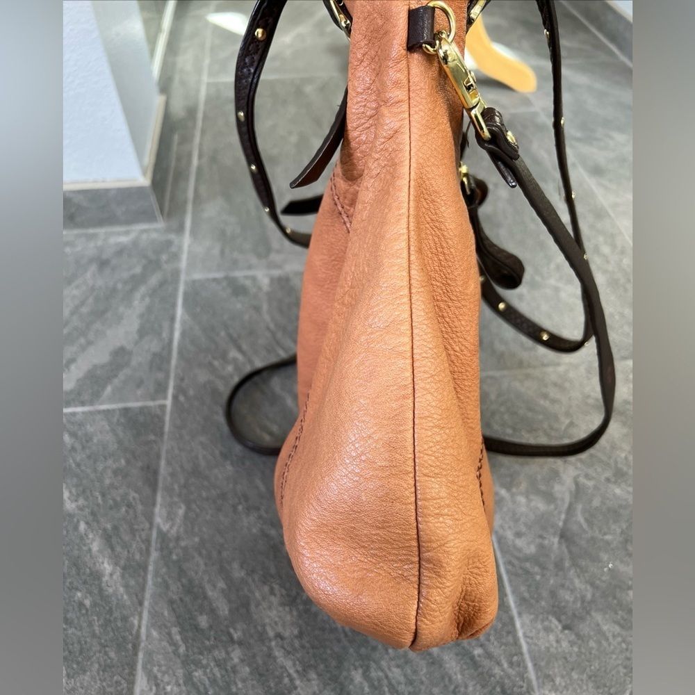 The Sak Tan Brown Leather Hobo Crossbody Shoulder Bag Bohemian Hippie - Picture 9 of 16